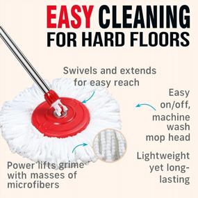 img 1 attached to Oshang Spin Mop And Bucket Floor Cleaning System With 2 Washable & Reusable Microfiber Mop Heads, 61-Inch Long Handle, Stainless Steel Spin Compartment.