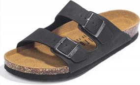 img 4 attached to Mens Sandals With Arch Support, Adjustable Buckle Straps And Cork Footbed | FITORY