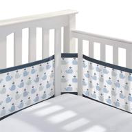 🐋 breathablebaby classic collection little whale navy crib liner - full-size four-sided slatted and solid back cribs - anti-bumper mesh logo