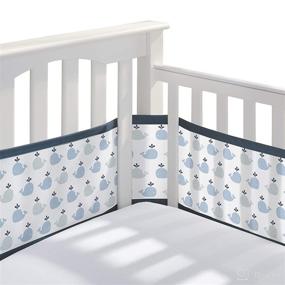 img 4 attached to 🐋 BreathableBaby Classic Collection Little Whale Navy Crib Liner - Full-Size Four-Sided Slatted and Solid Back Cribs - Anti-Bumper Mesh