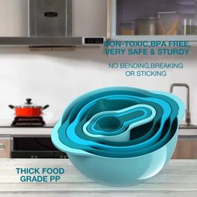 img 1 attached to Mixing Bowls-Plastic Nesting Mixing Bowl Set Of 8, Kitchen Gadgets For Apartments Space Saving, Including Measuring Cups Sifter Colander, Easy Storage Cooking Baking, Rv Camper Accessories, BPA Free