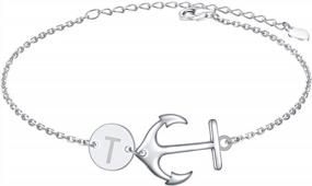 img 4 attached to 925 Sterling Silver Adjustable Nautical Anchor Bracelet With Initial - Women Teen Girls Jewelry