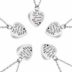 img 3 attached to Urn Necklaces For Ashes Memorial Cremation Jewelry For Ashes, Heart Urn Locket Keepsake Pendant Waterproof Urn Jewelry With Your Wings Were Ready But My Heart Was Not Words Carved & Funnel Kit & Bag