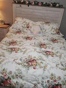 img 5 attached to FADFAY Cotton Duvet Cover Set Queen Size, 600 TC Soft Floral Leaves Bedding, Navy Blue & Blush Pink Reversible Bird Flower Printed Bed Cover Zipper Botanical Bed Sets 3 Pcs, Queen