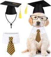 pet graduation caps & neck ties set - adjustable hats & collars for dogs and cats - photography props, grade outfits - ideal for pets graduation party dress up логотип