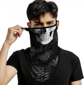 img 1 attached to Venswell Skull Print 3D Neck Gaiter Bandana Face Mask With Ear Loops - Ideal For Motorcycle, Cycling, Running, Hiking, And More