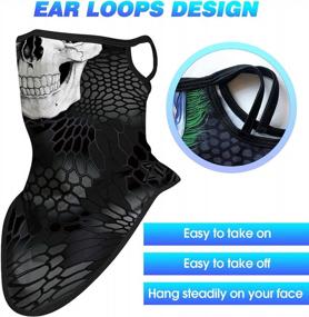 img 3 attached to Venswell Skull Print 3D Neck Gaiter Bandana Face Mask With Ear Loops - Ideal For Motorcycle, Cycling, Running, Hiking, And More