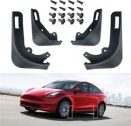 🚗 2021 tesla model y mud flaps splash guards - drill-free fender mud guard accessories (4pc compatible) logo