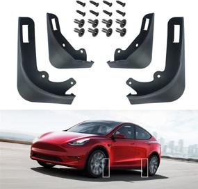 img 4 attached to 🚗 2021 Tesla Model Y Mud Flaps Splash Guards - Drill-Free Fender Mud Guard Accessories (4PC Compatible)