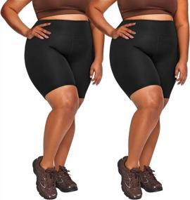 img 4 attached to 2X & 3X Plus Size Biker Shorts For Women - 8" Buttery Soft Workout, Yoga And Running Shorts From NexiEpoch (2 Pack)