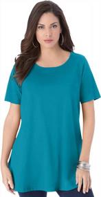 img 4 attached to Plus Size Women'S Swing Tee: Ultimate Comfort With Keyhole Back And Short Sleeves By Roamans