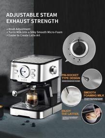img 1 attached to Gevi Espresso Machine With Steamer 15 Bar Pump Pressure, Cappuccino Coffee Maker With Milk Foaming Steam Wand For Latte, Mocha, Cappuccino, 1.5L Water Tank, 1100W, Black1