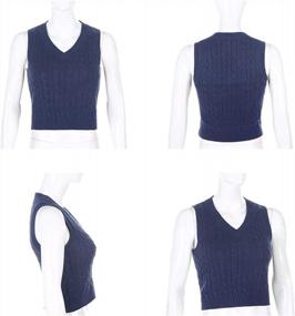 img 2 attached to Women'S Preppy V Neck Knit Sweater Vest Solid Sleeveless Tank Top Vintage E-Girl Crop Top