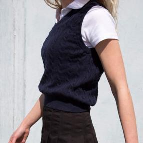 img 3 attached to Women'S Preppy V Neck Knit Sweater Vest Solid Sleeveless Tank Top Vintage E-Girl Crop Top