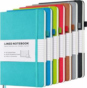 img 4 attached to Set Of 7 Lined Journals, Hardcover PU Leather Notebooks For Men And Women, 100 GSM Thick Numbered Pages With Index, Inner Pockets, Bookmarks, A5 Ruled Writing Bulk Journal Pack (Multicolor)