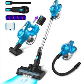 img 4 attached to 25Kpa 300W INSE Cordless Vacuum Cleaner: 45Min Runtime, 10-In-1 Stick Vac For Carpet Hard Floor Pet Hair - S6T Blue