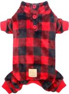 🐕 cyeollo red buffalo plaid thermal dog pajamas with turtleneck - cozy doggie onesie winter outfits for small dogs логотип