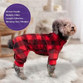 img 3 attached to 🐕 Cyeollo Red Buffalo Plaid Thermal Dog Pajamas with Turtleneck - Cozy Doggie Onesie Winter Outfits for Small Dogs