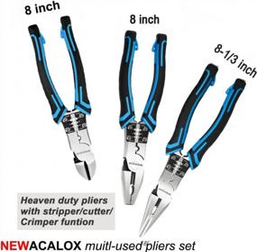 img 3 attached to Get The Job Done Right: Industrial Compound Action 3Pcs Pliers Set With Wire Stripper And Crimper Function By NEWACALOX