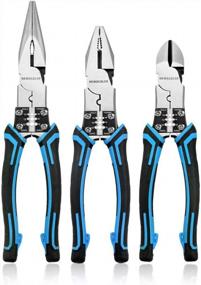 img 4 attached to Get The Job Done Right: Industrial Compound Action 3Pcs Pliers Set With Wire Stripper And Crimper Function By NEWACALOX