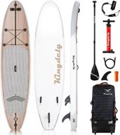 inflatable stand up paddle board by kingdely - complete with durable accessories and portable carry bag, non-slip deck, leash, paddle and pump - ideal for youth and adult standing boat логотип