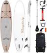 inflatable stand up paddle board by kingdely - complete with durable accessories and portable carry bag, non-slip deck, leash, paddle and pump - ideal for youth and adult standing boat logo