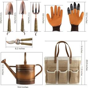 img 3 attached to Galvanized Steel Watering Can And Garden Tool Set - Includes 3 Pieces, Pruning Shears, Gardening Gloves, And Tote Organizer - 1 Gallon Capacity By Megawodar