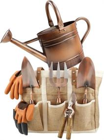 img 4 attached to Galvanized Steel Watering Can And Garden Tool Set - Includes 3 Pieces, Pruning Shears, Gardening Gloves, And Tote Organizer - 1 Gallon Capacity By Megawodar