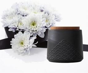 img 1 attached to 🏺 Decorative Ceramic Small Urn for Human Ashes - Black Small Adult Memorial Keepsake Urn for Funeral Cremation - Qty 1