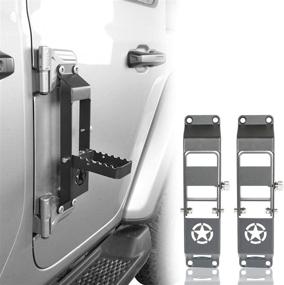 img 4 attached to 🚪 Hooke Road Metal Folding Door Pedal Set with Star Sign Compatible with Jeep Wrangler JL & Jeep Gladiator JT 2018-2022 (2-Pack)