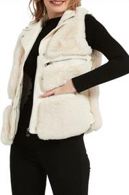 img 2 attached to Women'S Bellivera Faux Fur Vest: Winter Lapel Sleeveless Waistcoat Short Sherpa Jacket