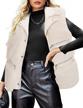 women's bellivera faux fur vest: winter lapel sleeveless waistcoat short sherpa jacket logo