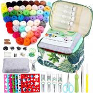 create beautiful felted animals with our needle felting starter kit including 50 color wool roving set and felting tools in an exquisite green storage bag logo