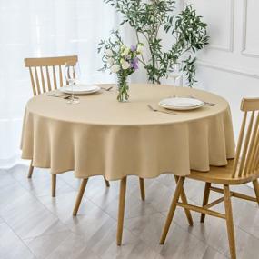 img 4 attached to Maxmill 70" Beige Round Textured Tablecloth Spill-Proof Wrinkle Free Soft Jacquard Circular Table Cover For Dining Room Buffet Banquet Parties Holiday Dinner