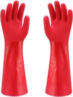 get a grip on your chores with kingfinger heavy duty latex gloves - red, large (flock lined) logo