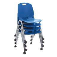 set of 4 blue learniture academic mobile stack chairs for efficient classroom seating logo