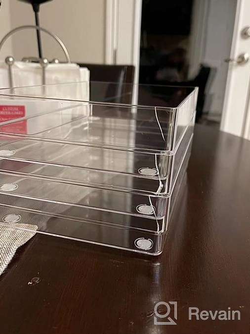 img 1 attached to SMARTAKE 22-Piece Drawer Organizer With Non-Slip Silicone Pads, 4-Size Clear Desk Drawer Organizer Trays Storage Tray For Makeup, Jewelries, Utensils In Bedroom Dresser, Office, Light Black review by Brian Motley