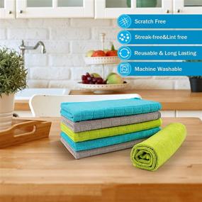 img 2 attached to 🧽 HOMEXCEL Microfiber Cleaning Cloths - All-Purpose Kitchen Towels, Reusable & Highly Absorbent, Lint-Free Cleaning Rags Dish Cloth for Household, Car, Window, Glass - 6 Pack (14"x16")