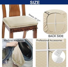 img 2 attached to Set Of 4 BEIGE Luxury Jacquard Fabric Stretch Dining Chair Seat Covers - Washable Slipcovers For Kitchen Seat Cushions