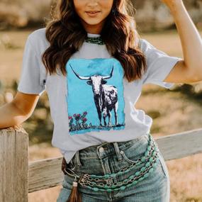 img 3 attached to Women'S Western Bison T-Shirt - Buffalo Print Graphic Tee For Cowgirls Vintage Casual Top Outfit