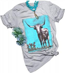 img 4 attached to Women'S Western Bison T-Shirt - Buffalo Print Graphic Tee For Cowgirls Vintage Casual Top Outfit