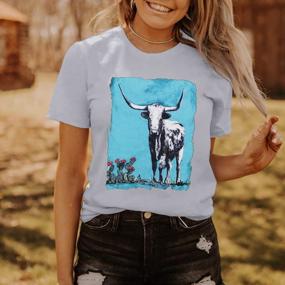 img 2 attached to Women'S Western Bison T-Shirt - Buffalo Print Graphic Tee For Cowgirls Vintage Casual Top Outfit