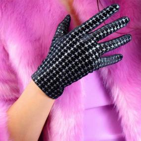 img 1 attached to Оставайтесь в тепле и моде с бархатными эластичными вечерними перчатками DooWay для женщин