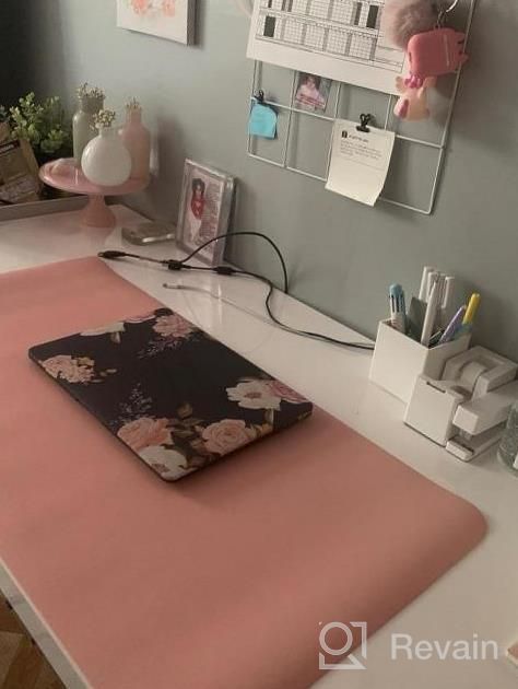 img 1 attached to GothicBirde Large Leather Desk Pad - Dual-Sided, WaterProof, Anti-Slip, Easy To Clean For Office Or Home In Pink/Light Blue (31.5" X 15.7") review by Rachael Young