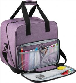img 2 attached to Looen Sewing Machine Carrying Case With Multiple Storage Pockets, Universal Tote Bag With Shoulder Strap Compatible,Travel Tote Bag For Most Standard Sewing Machines And Accessories (Purple 2)