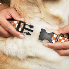 img 2 attached to 🔸 Buckle-Down Checker White/TN Orange Plastic Clip Collar - 1/2" Wide - Large Size (9-15" Neck)