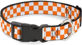 img 3 attached to 🔸 Buckle-Down Checker White/TN Orange Plastic Clip Collar - 1/2" Wide - Large Size (9-15" Neck)