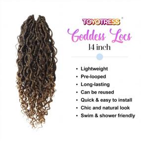 img 2 attached to Toyotress Goddess Locs Crochet Hair - 14 Inch 6 Packs Natural Ombre Blonde Curly Faux Locs Crochet Hair, Pre-Looped Crochet Braids Synthetic Braiding Hair Extensions (14 Inch, T27-6P)
