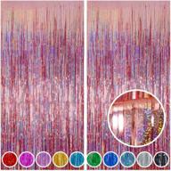 melsan foil fringe backdrop - 2 pack rose gold sparkle curtains for party photo backgrounds логотип