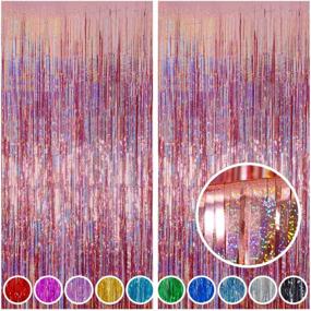 img 4 attached to Melsan Foil Fringe Backdrop - 2 Pack Rose Gold Sparkle Curtains For Party Photo Backgrounds